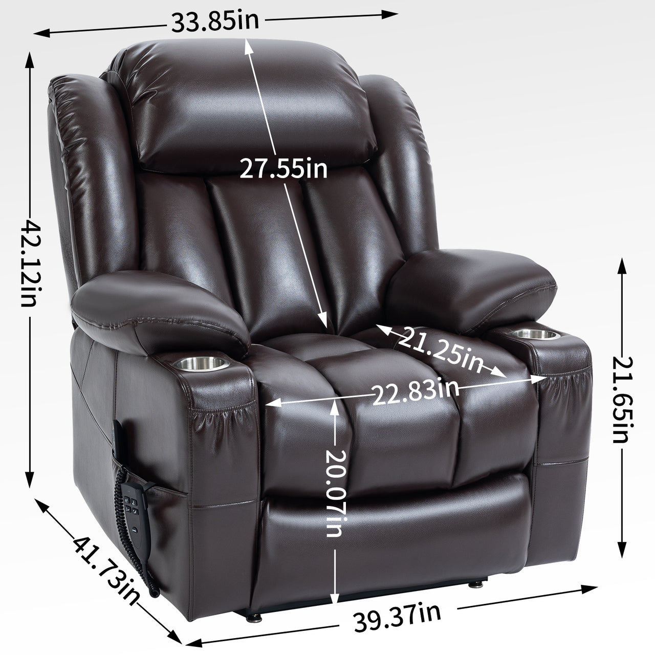 COZYLift 39" Recliner with Heat Massage - 7717