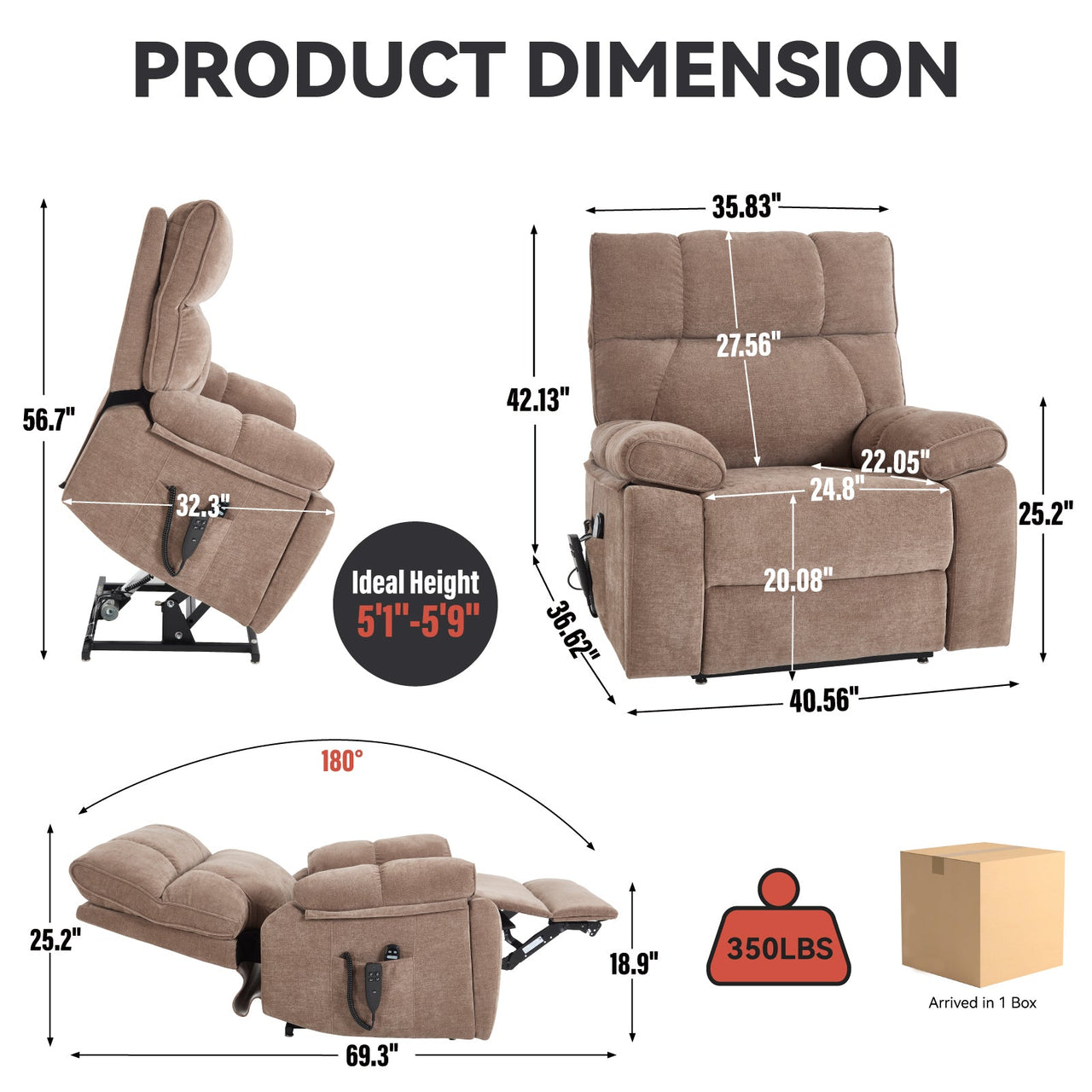 COZYLift 41" Recliner with Heat Massage - 0243