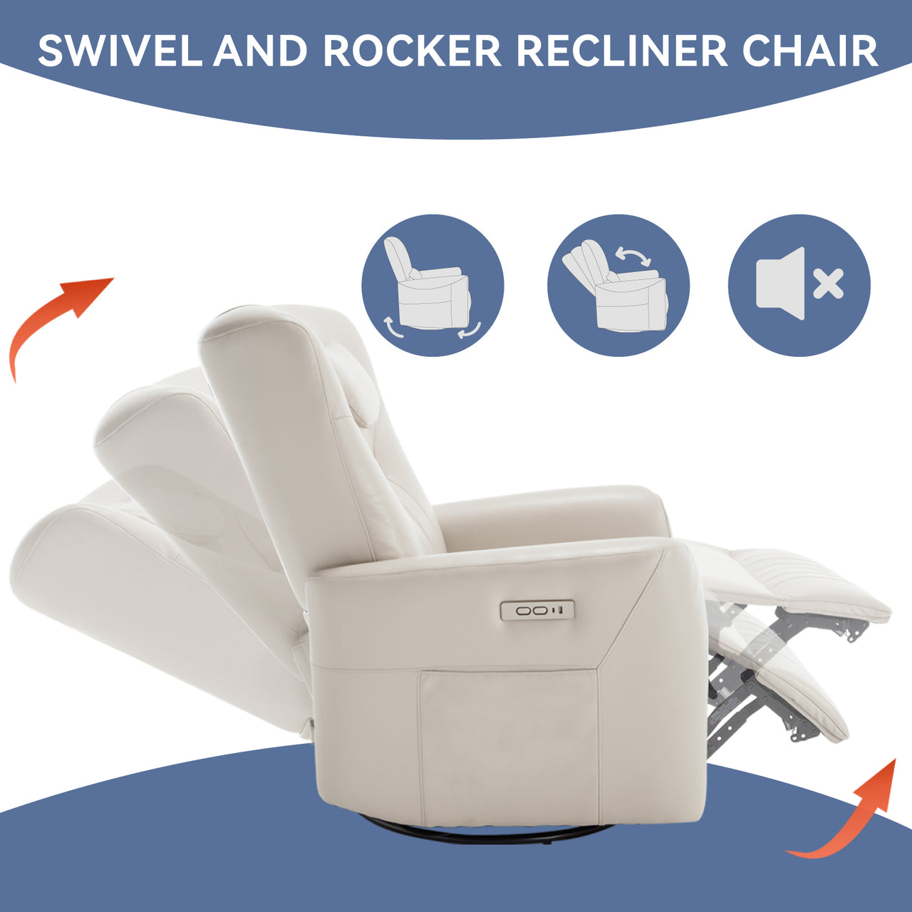 LYTREVON 33" Swivel Rocking Recliner Chair