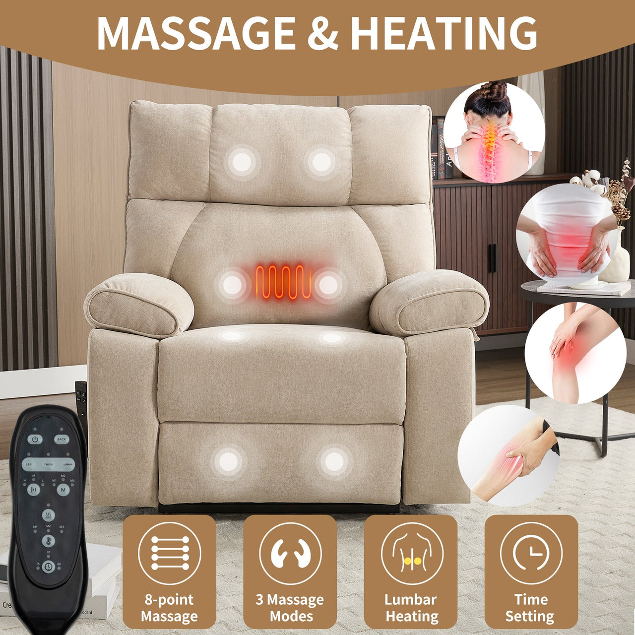 COZYLift 41" Recliner with Heat Massage - 0243