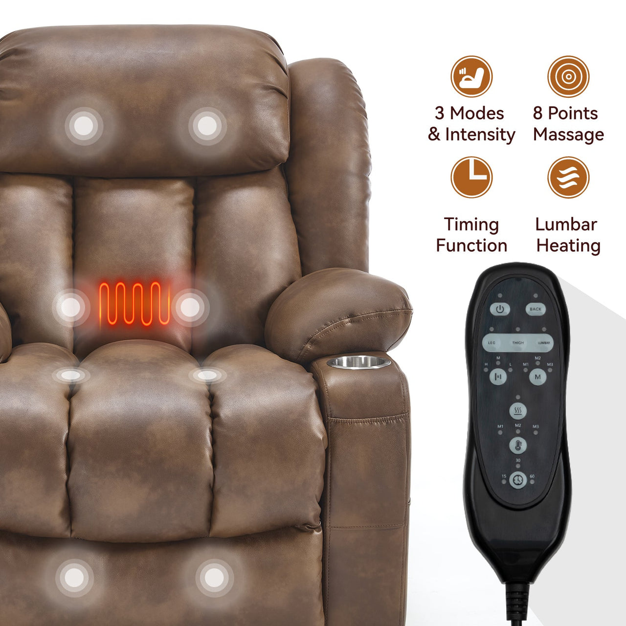 COZYLift 39" Recliner with Heat Massage - 7717