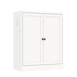 White Metal Pantry Cabinet with Adjustable Shelves - Freestanding Kitchen Storage Organizer, 34.6' H x 27.6' W x 13.8' D, Eco-Friendly Steel, Easy-Grip Handles