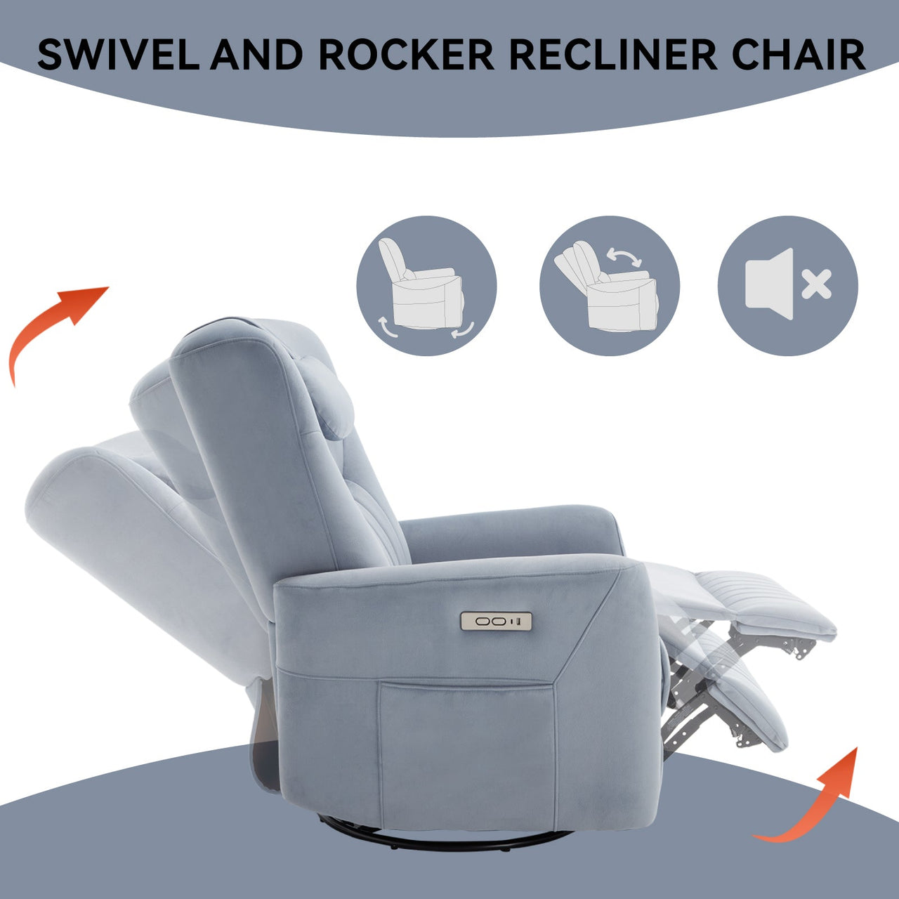 LYTREVON 33" Swivel Rocking Recliner Chair