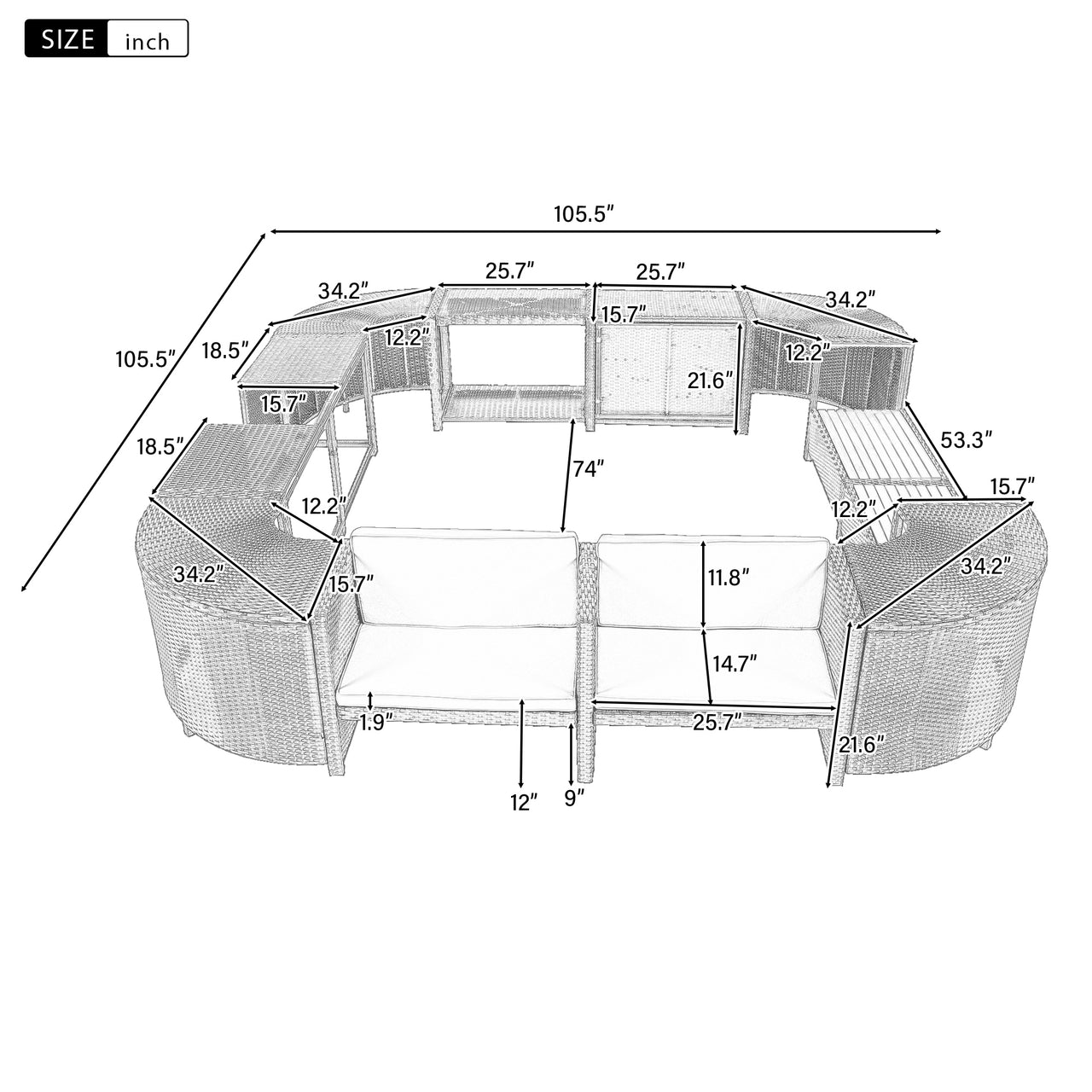 ZOVARY 105" Sectional Sofa