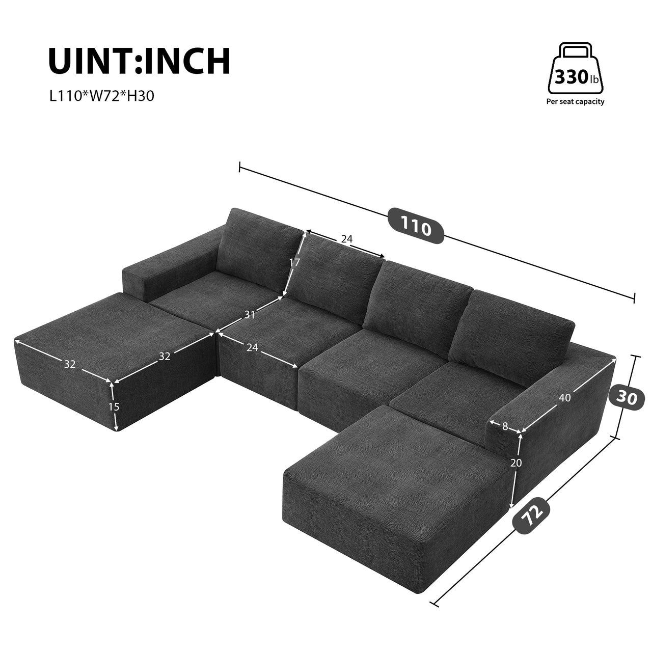 MAVYON 110" Sectional Sofa