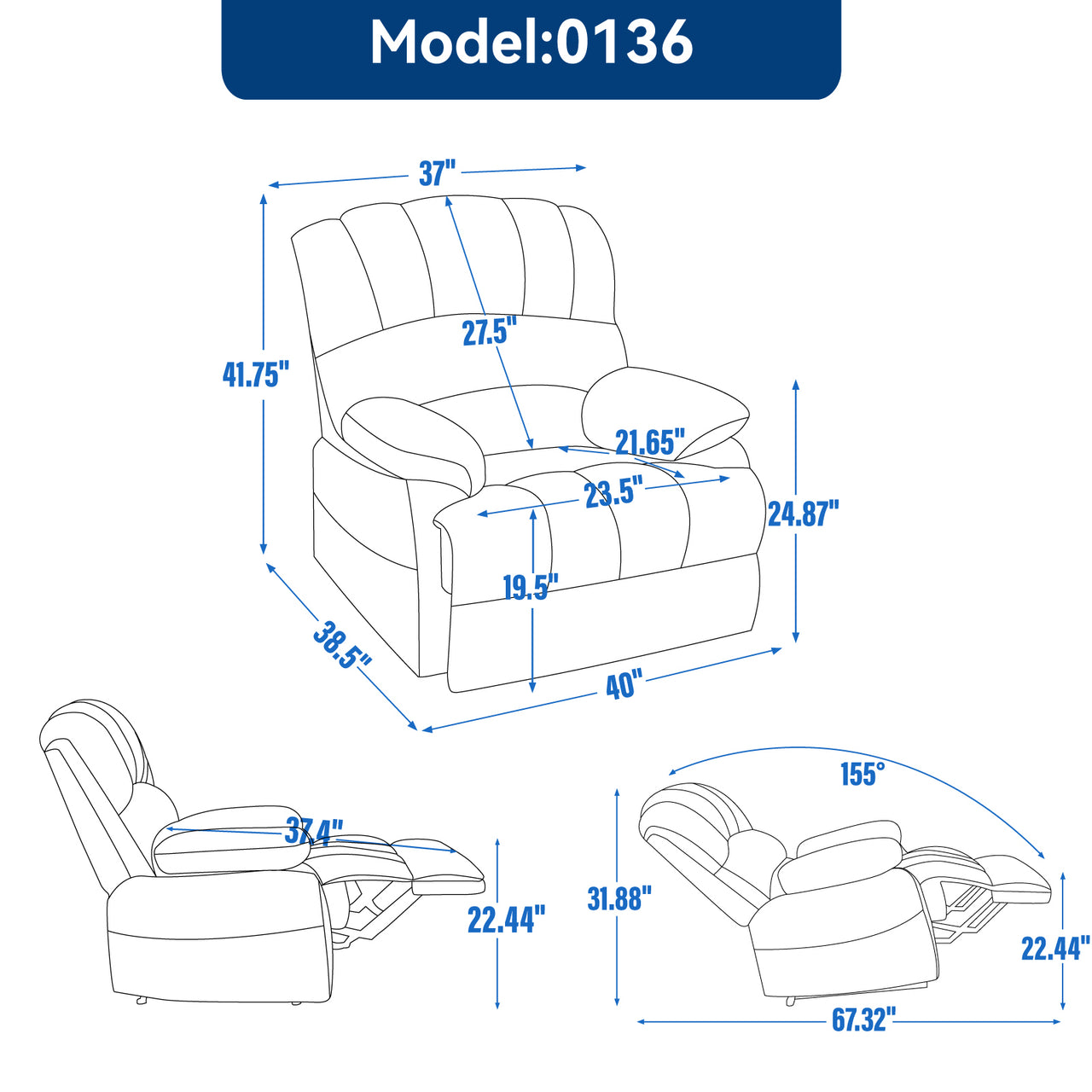 COZYLift 40" Manual Recliner - 0136