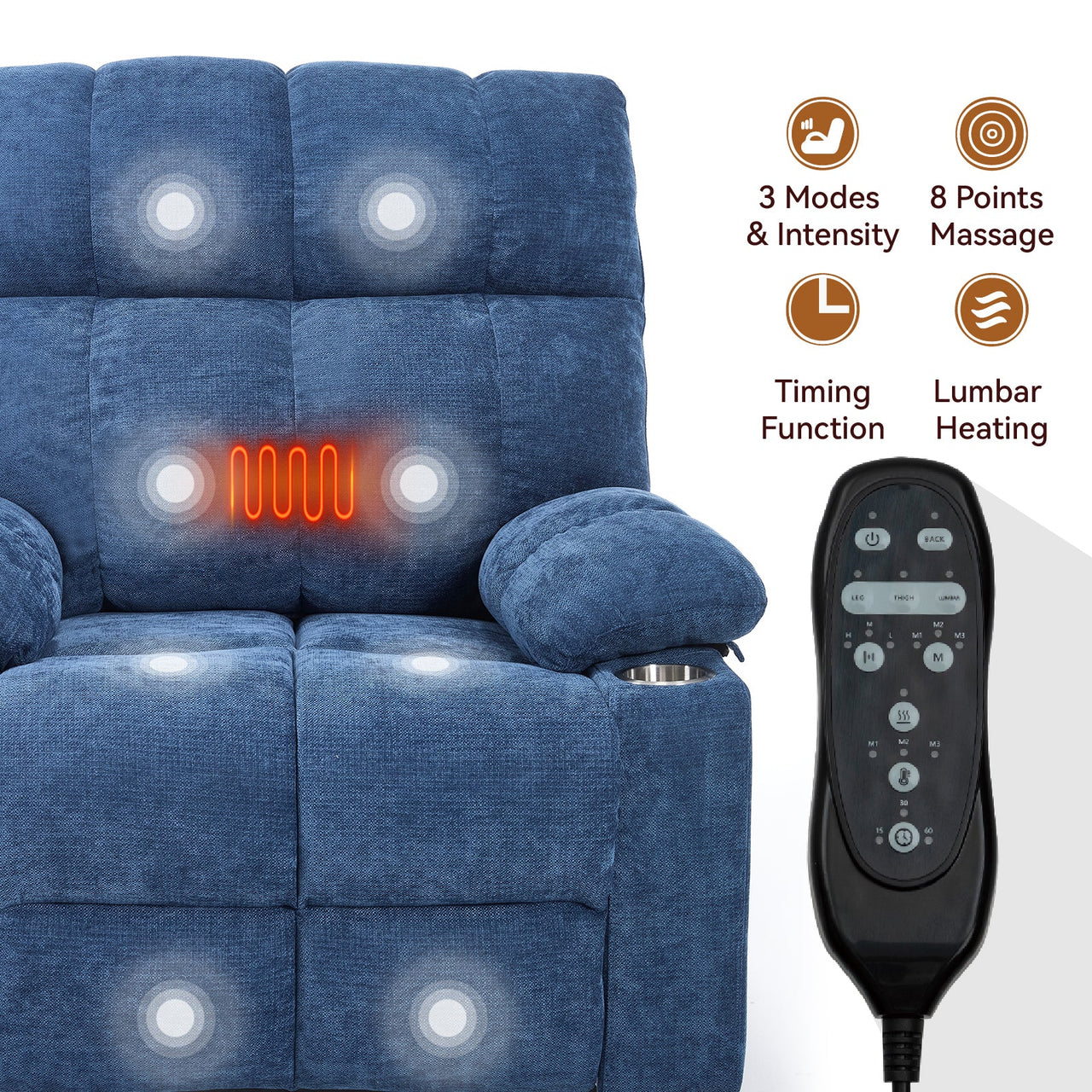 COZYLift 40" Recliner with Heat Massage - 8006