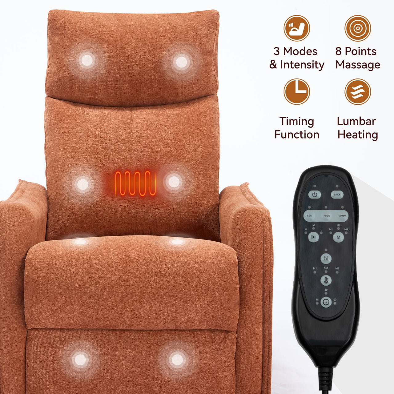 DRENVORIX 27" Recliner with Heat Massage