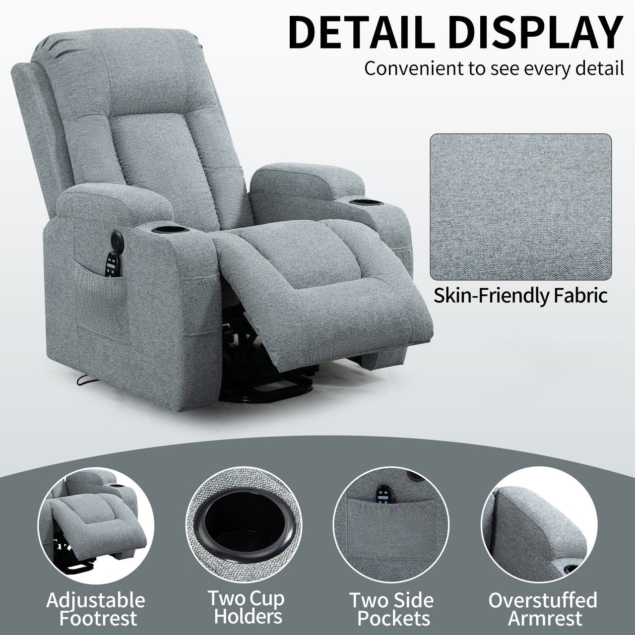 COZYLift 40" Recliner with Heat Massage - 0988