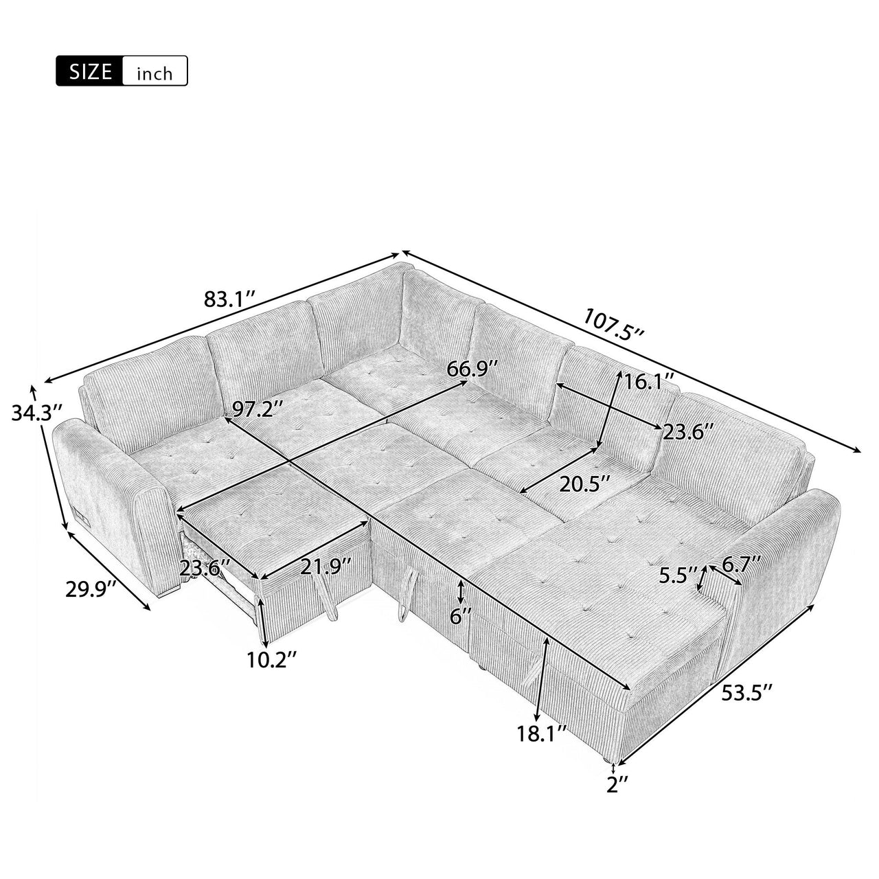 PENELOPE 108" Sectional Sofa