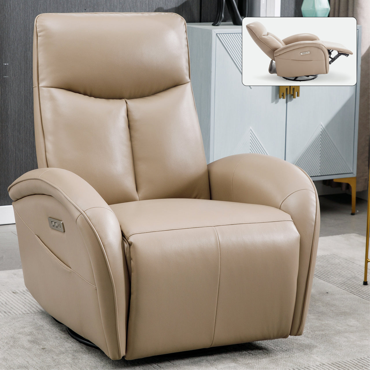 JORVEXIS 37" Swivel Rocking Recliner Chair