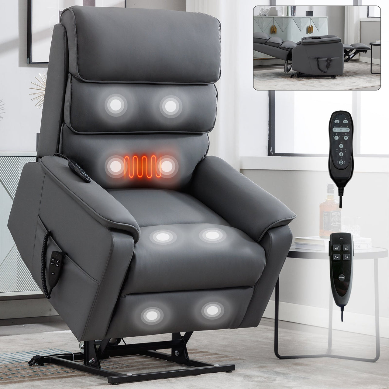 COZYLift 35" Recliner with Heat Massage - 7880