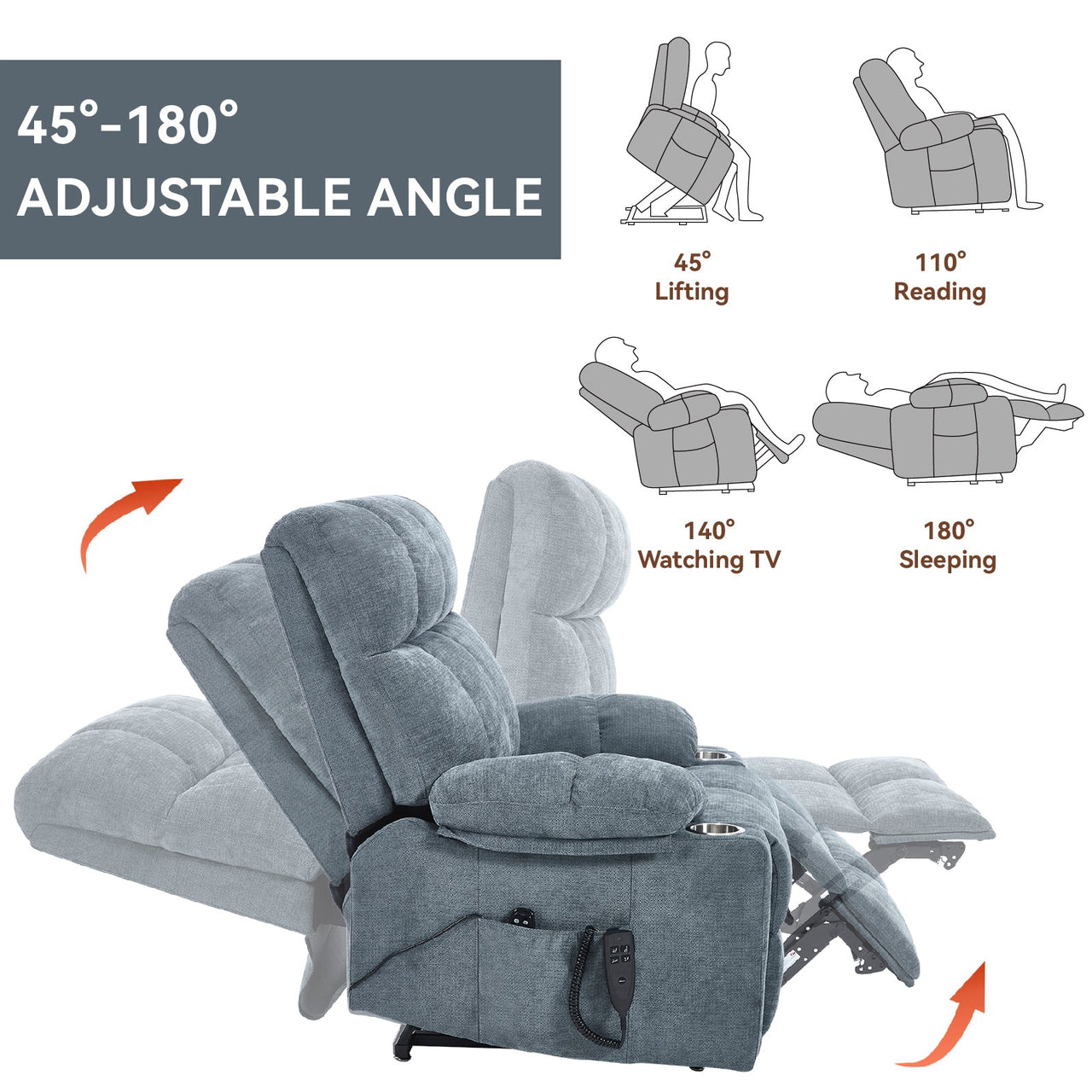 COZYLift 40" Recliner with Heat Massage - 8006