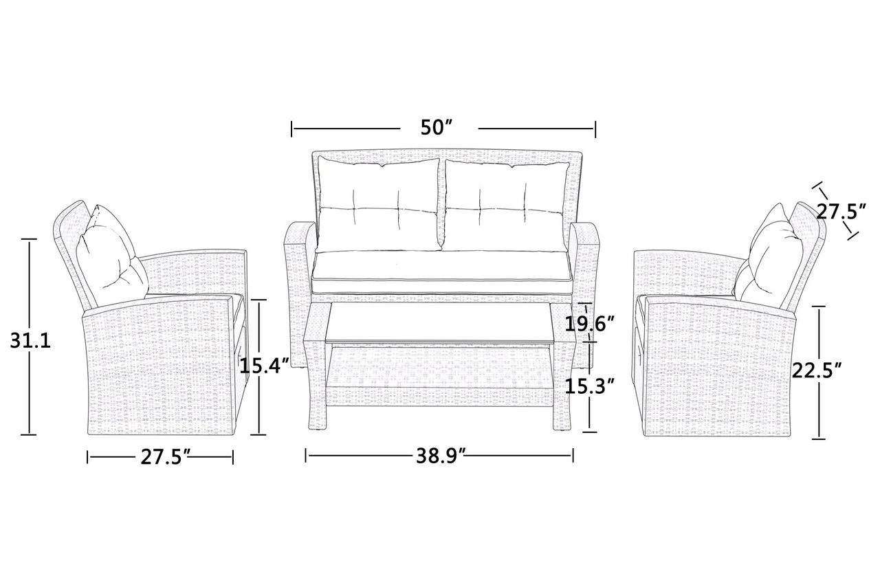 BRYVON 50" Outdoor Sectional Sofa