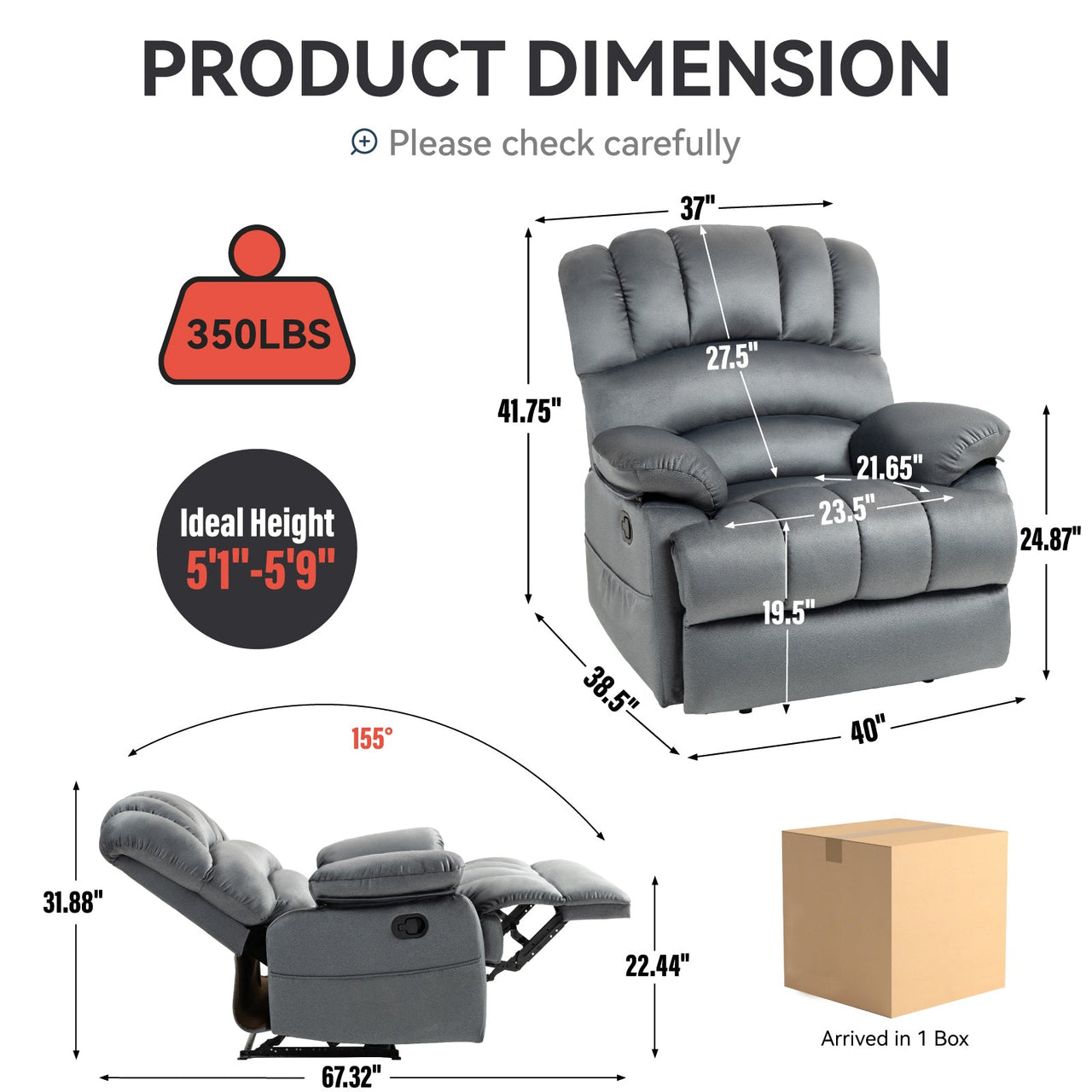 COZYLift 40" Manual Recliner - 0136