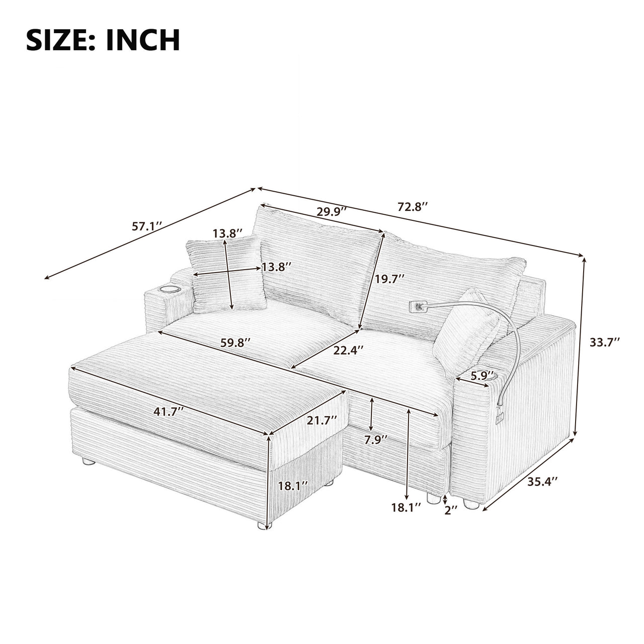 INOVAR 73" Sectional Sofa