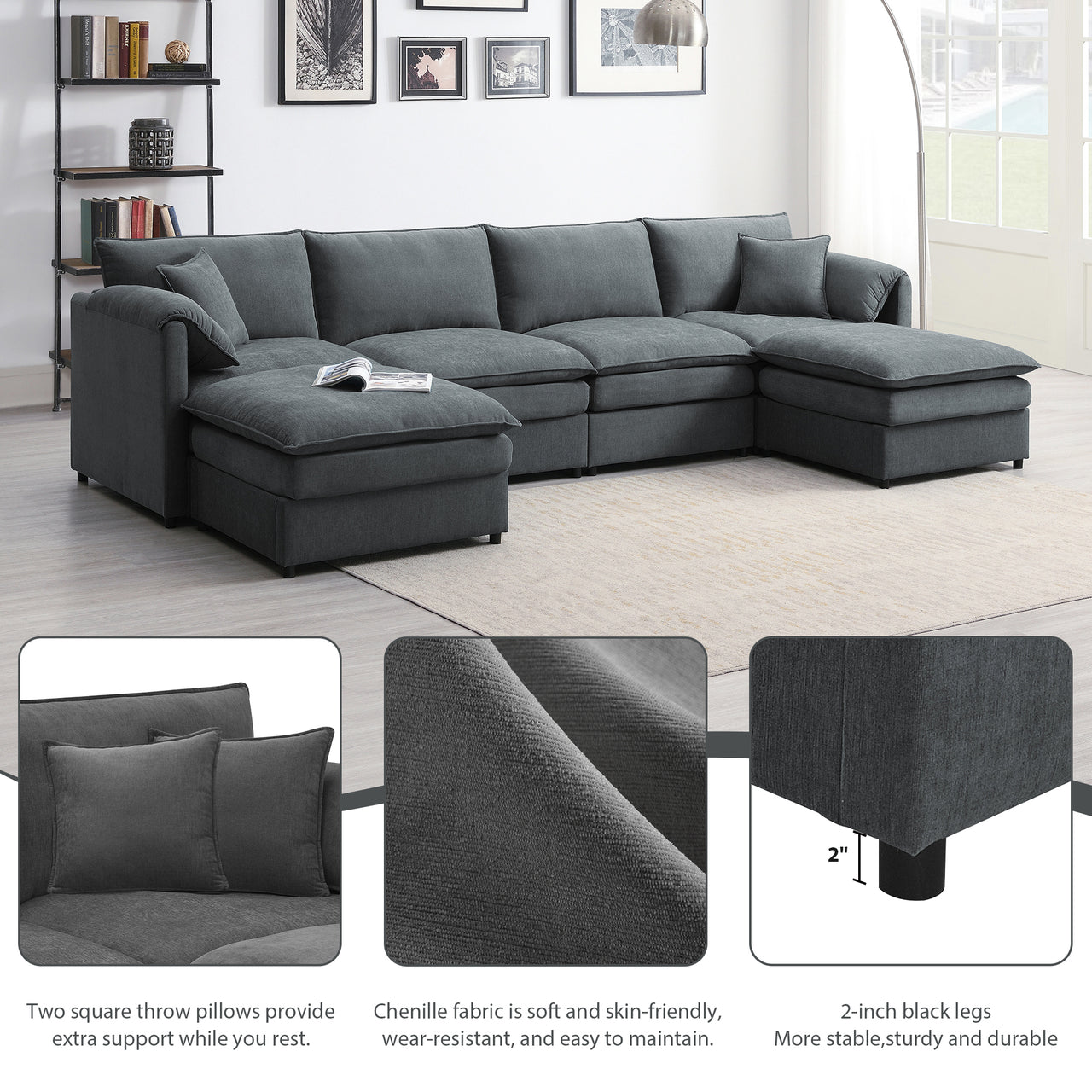 OPHYRA 134" Sectional Sofa