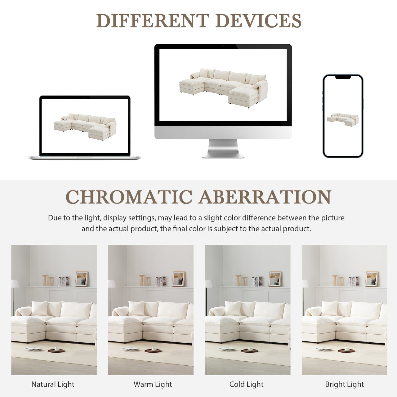 ZENOVAR 136" 6-Seat Sectional Sofa