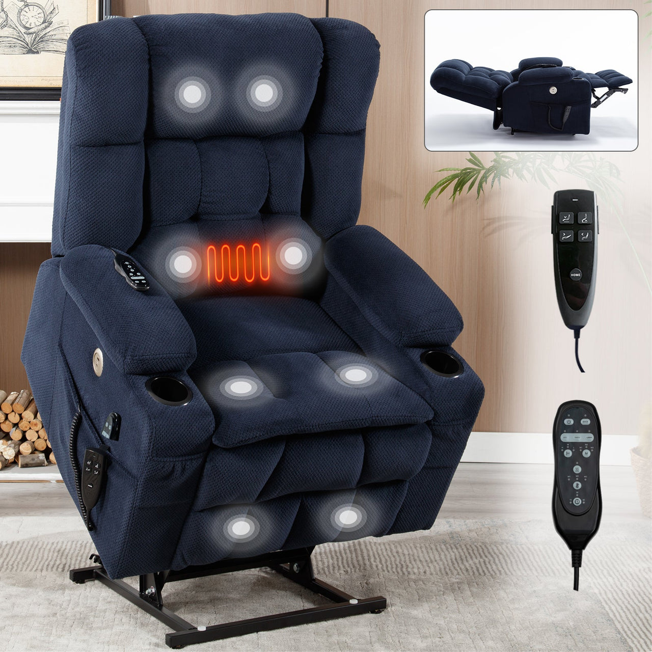 COZYLift 37" Recliner with Heat Massage - 8013