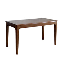 Thumbnail for Solid Wood Desk with Drawers, for Compact Home Office Study, Smooth Edge Design,  Walnut Color, Solid Wood