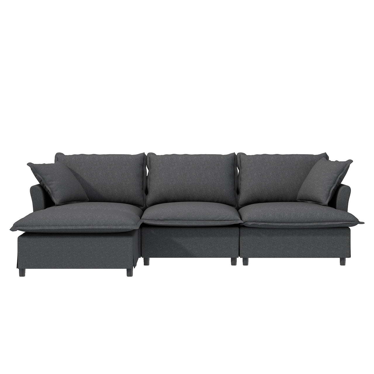 SYNOVI 94" Sectional Sofa 3-Seat & 1-ottoman