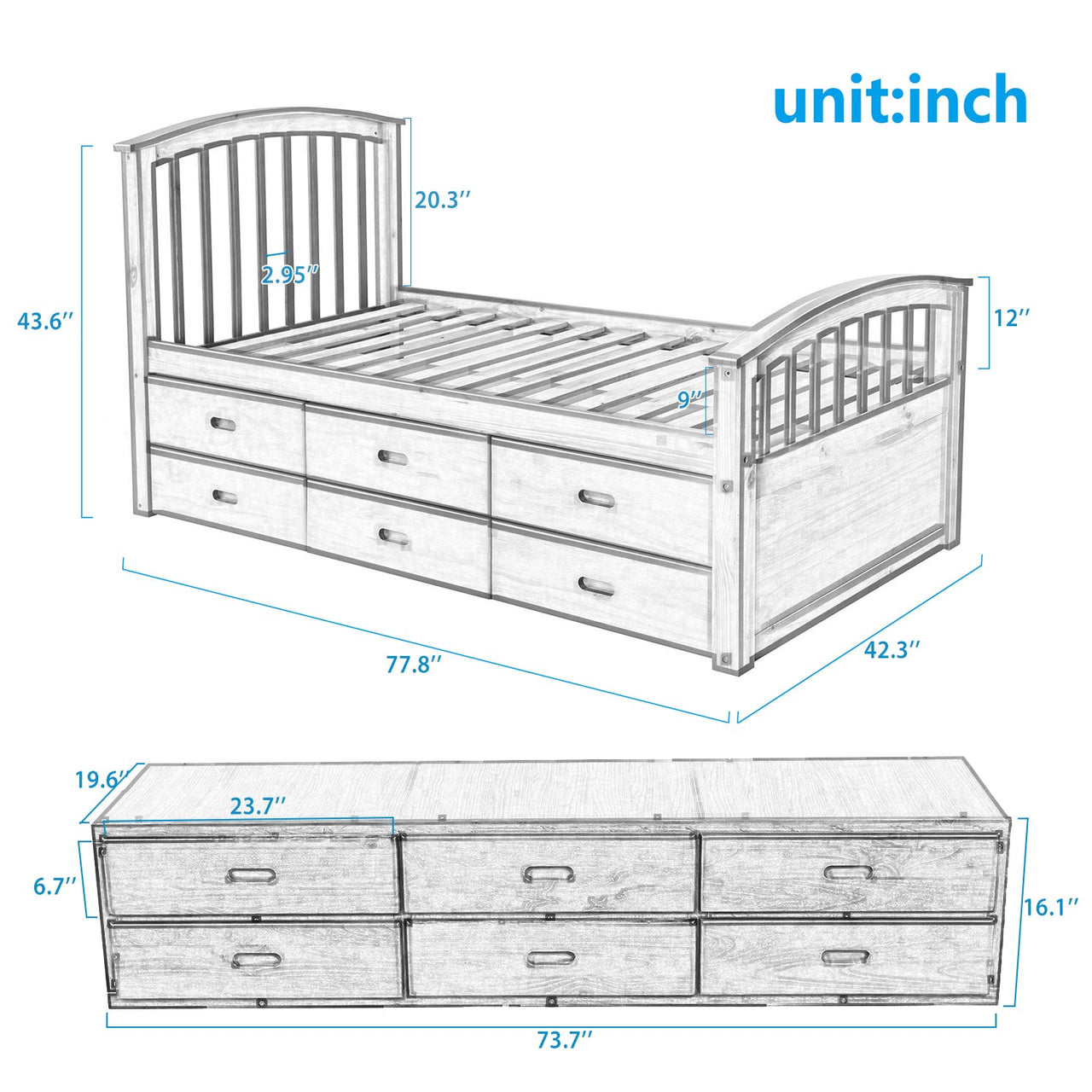 NOLVEX 79" Wood Bed