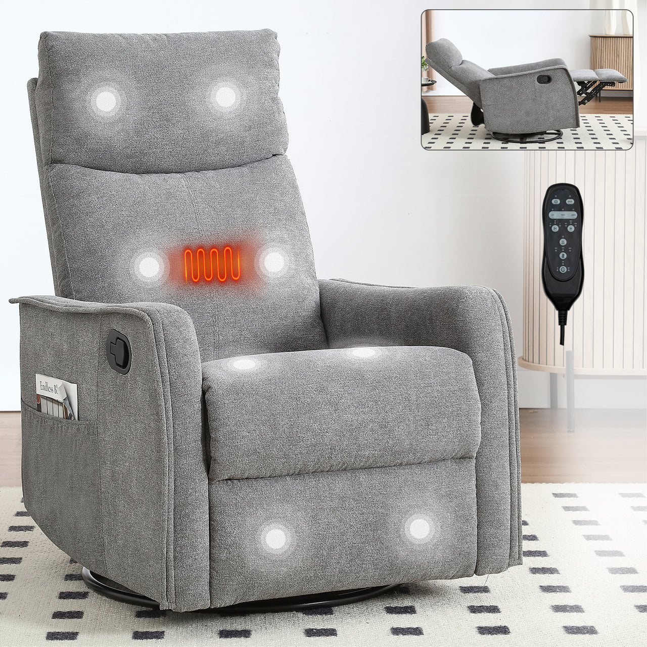 DRENVORIX 27" Recliner with Heat Massage