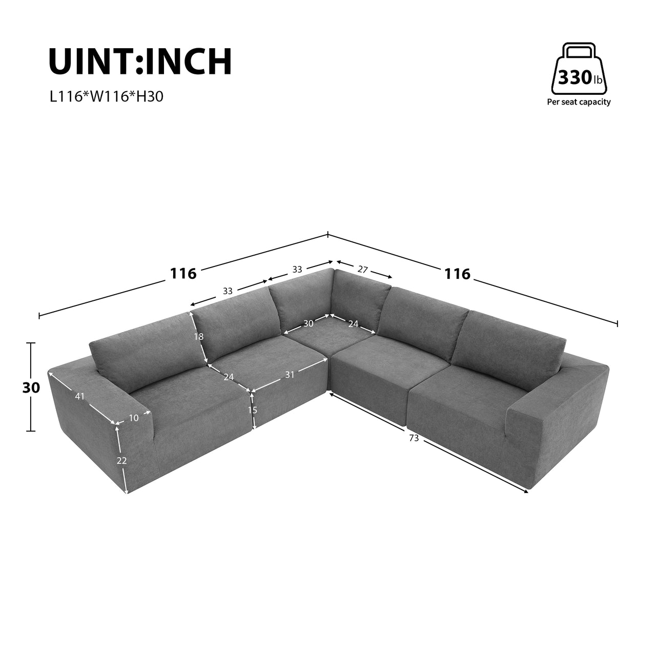 ICARUS 116" 5-seaters Modular Sofa