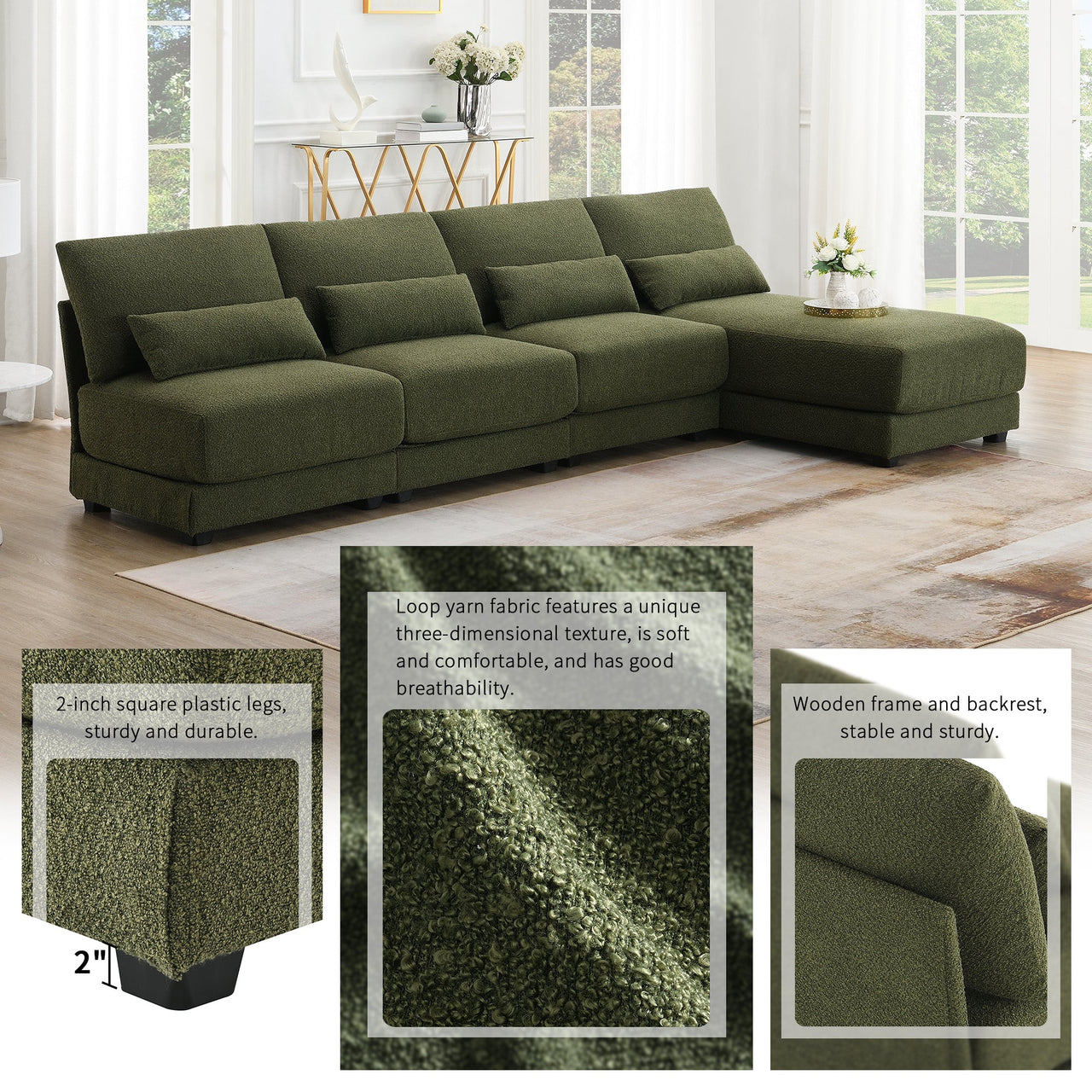 PAVEXA 120" Sectional Sofa