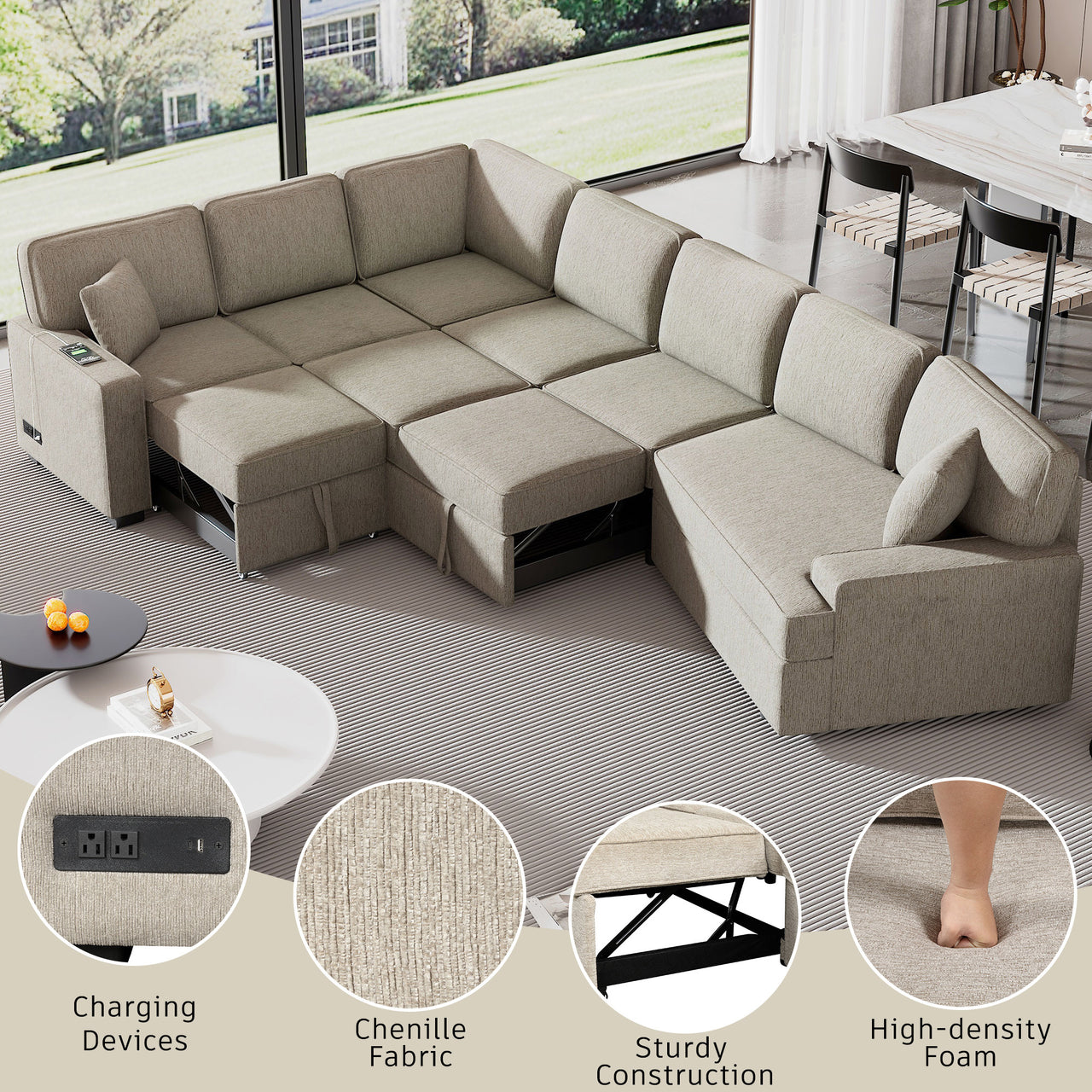 JAVREX 126" Sectional Sofa