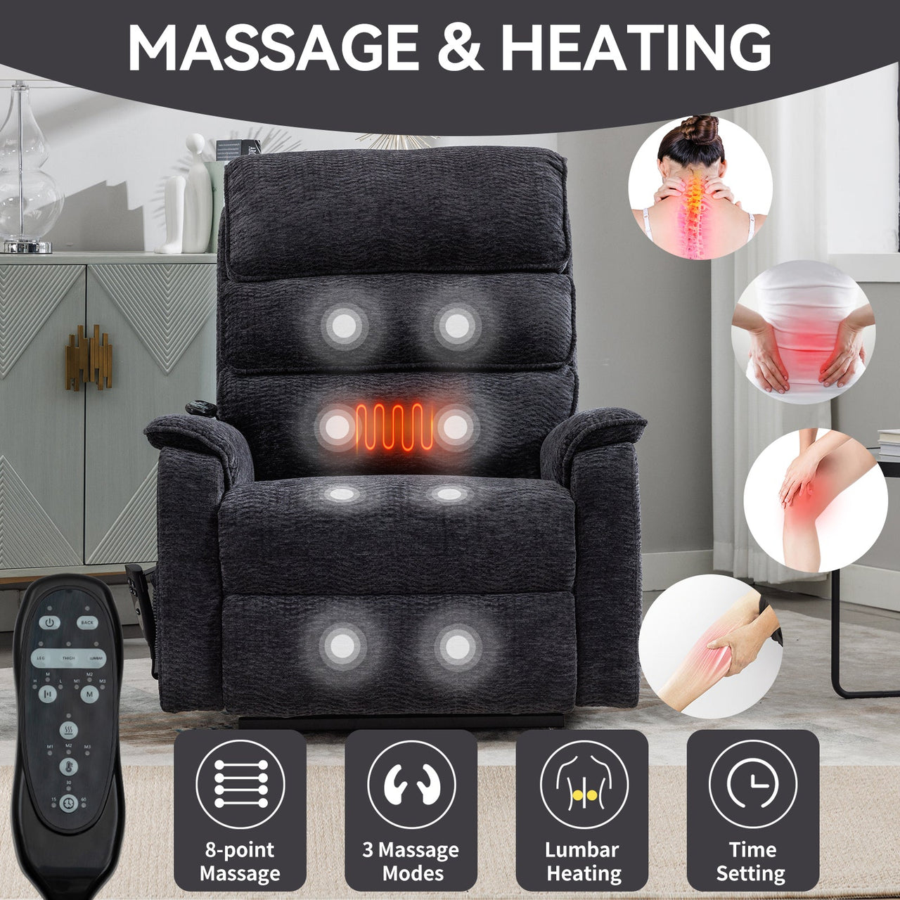 COZYLift 35" Recliner with Heat Massage - 7880