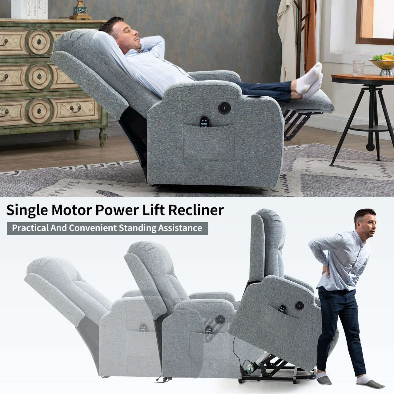 COZYLift 40" Recliner with Heat Massage - 0988