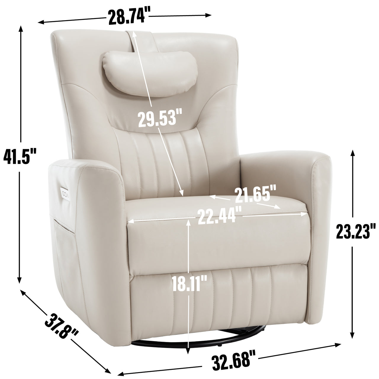 LYTREVON 33" Swivel Rocking Recliner Chair