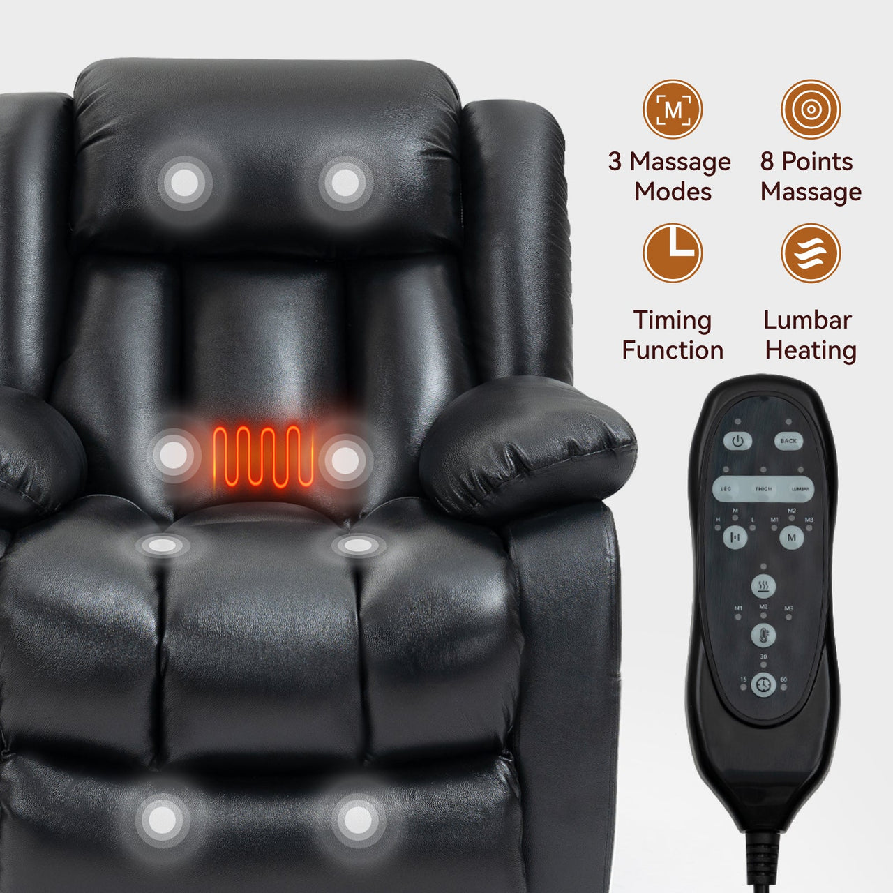 COZYLift 36" Recliner with Heat Massage - 5516