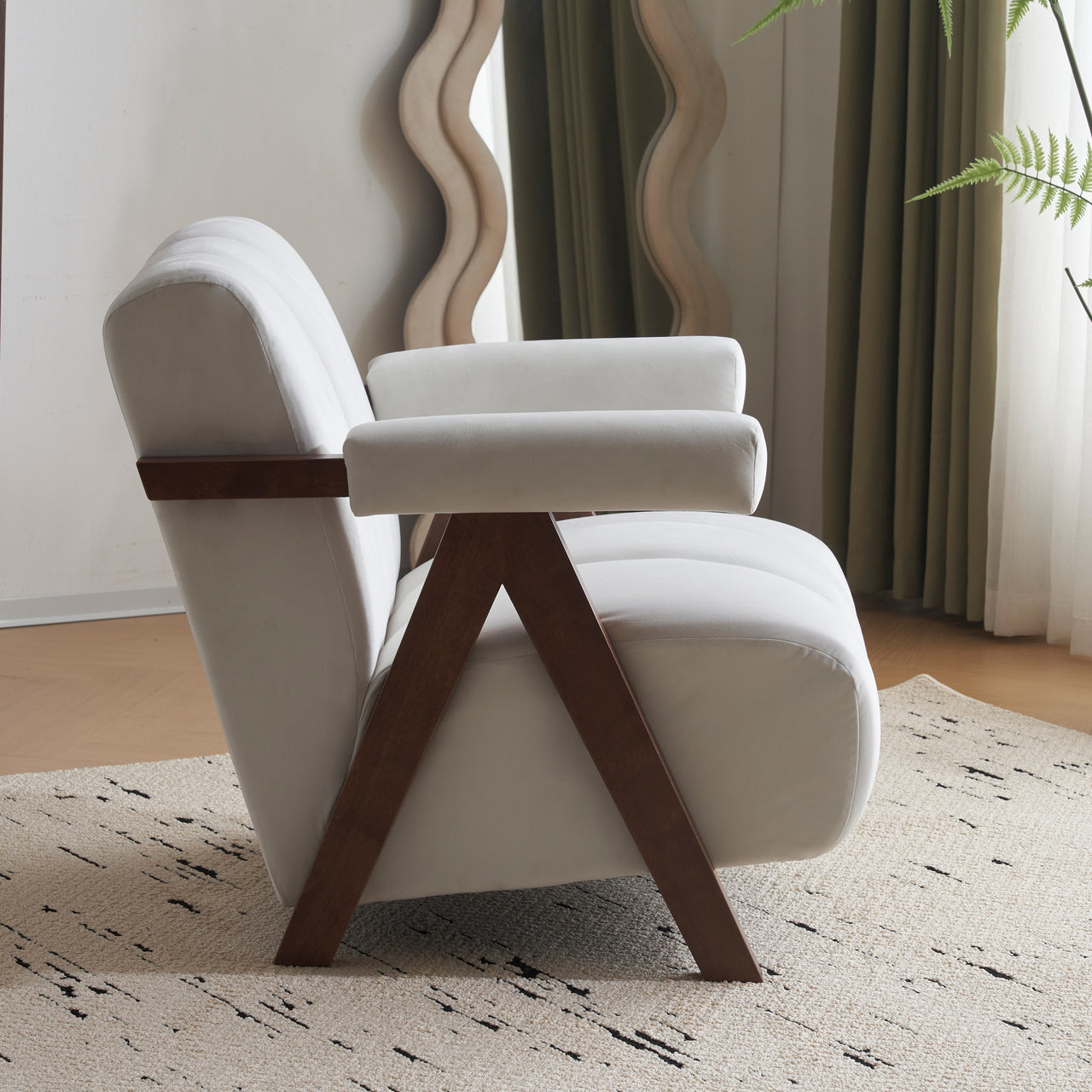 CALYPSO Modern Chair - Ivory Velvet