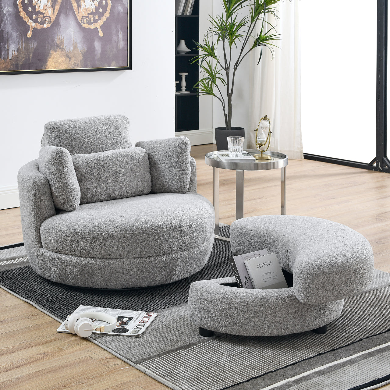 JANELLE Oversized Swivel Chair 39" Chair