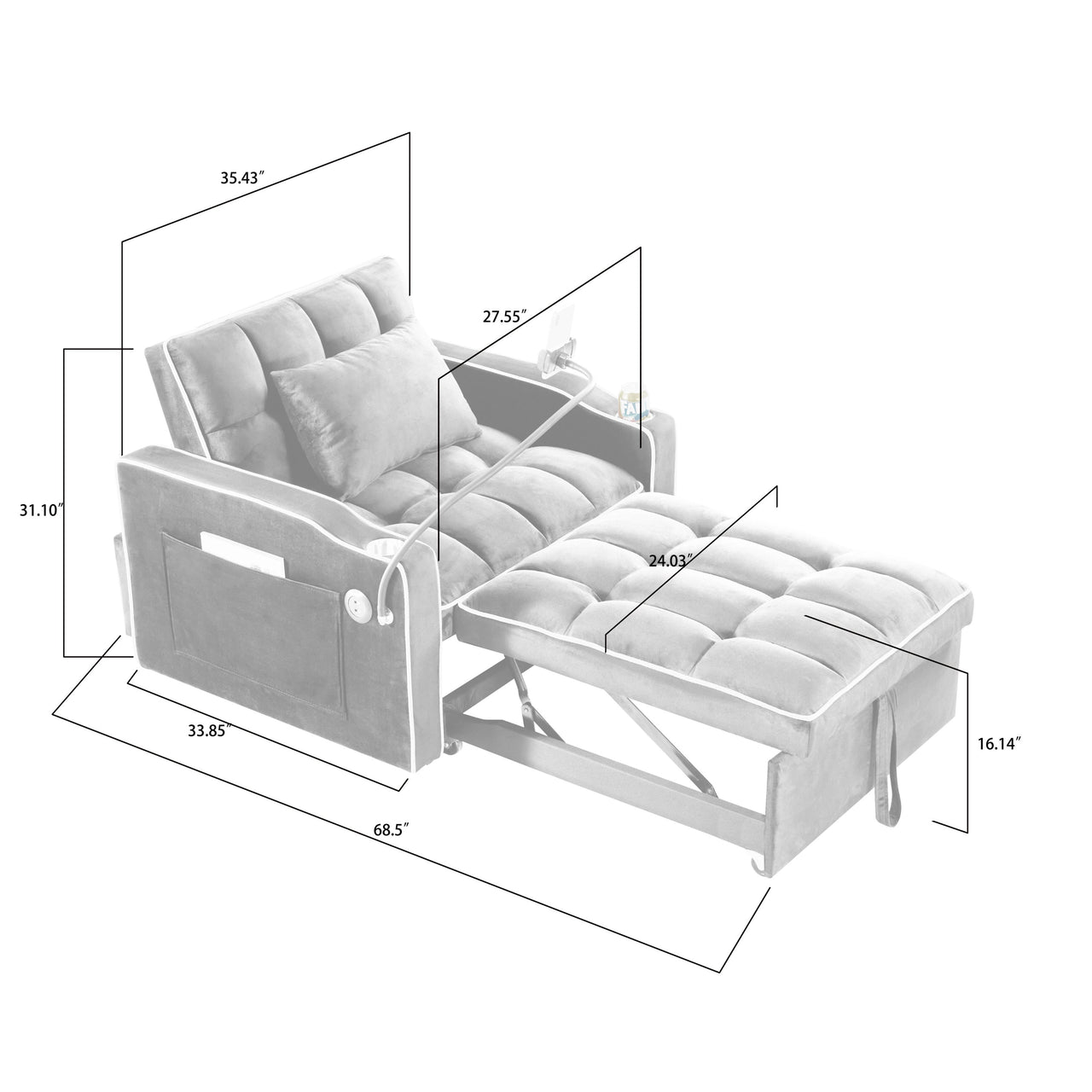 QYLVONTRIX 36" Sofa Bed