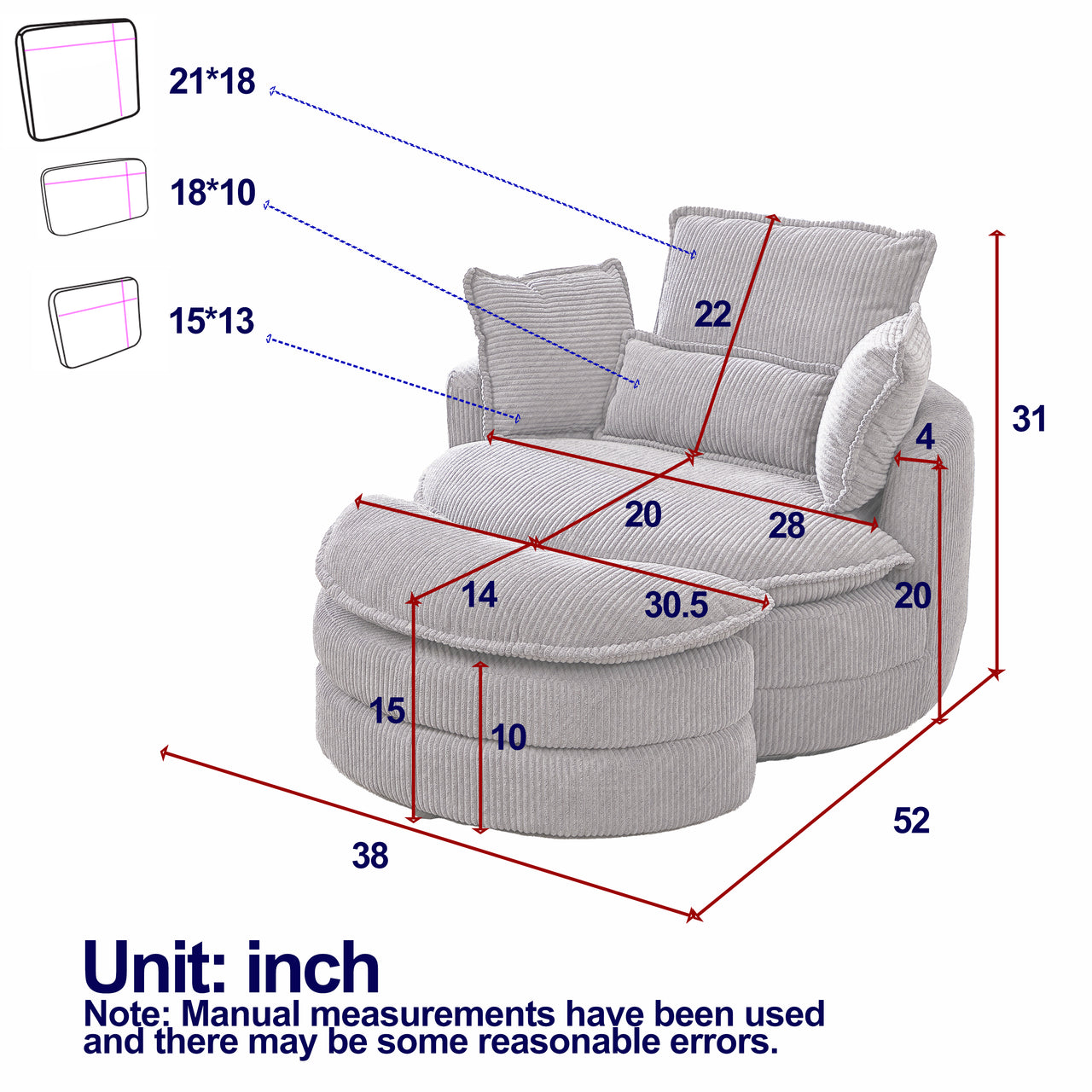 IMOGEN Oversized Swivel 38" Chair