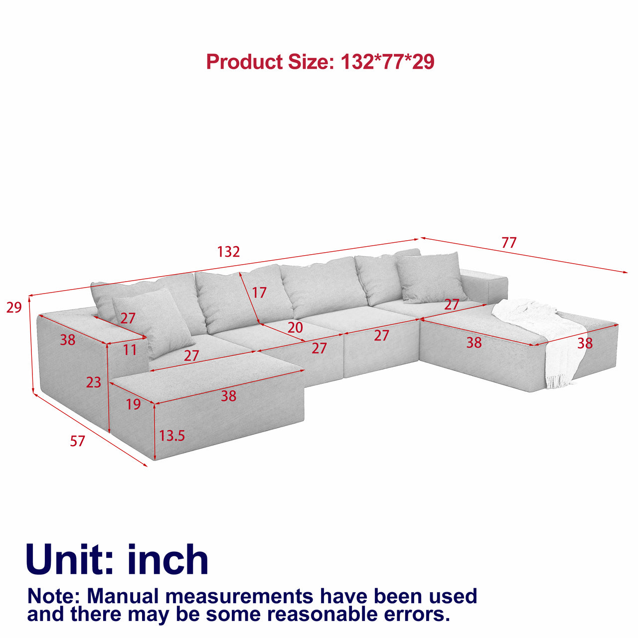 EVELYN 132" Sectional Sofa