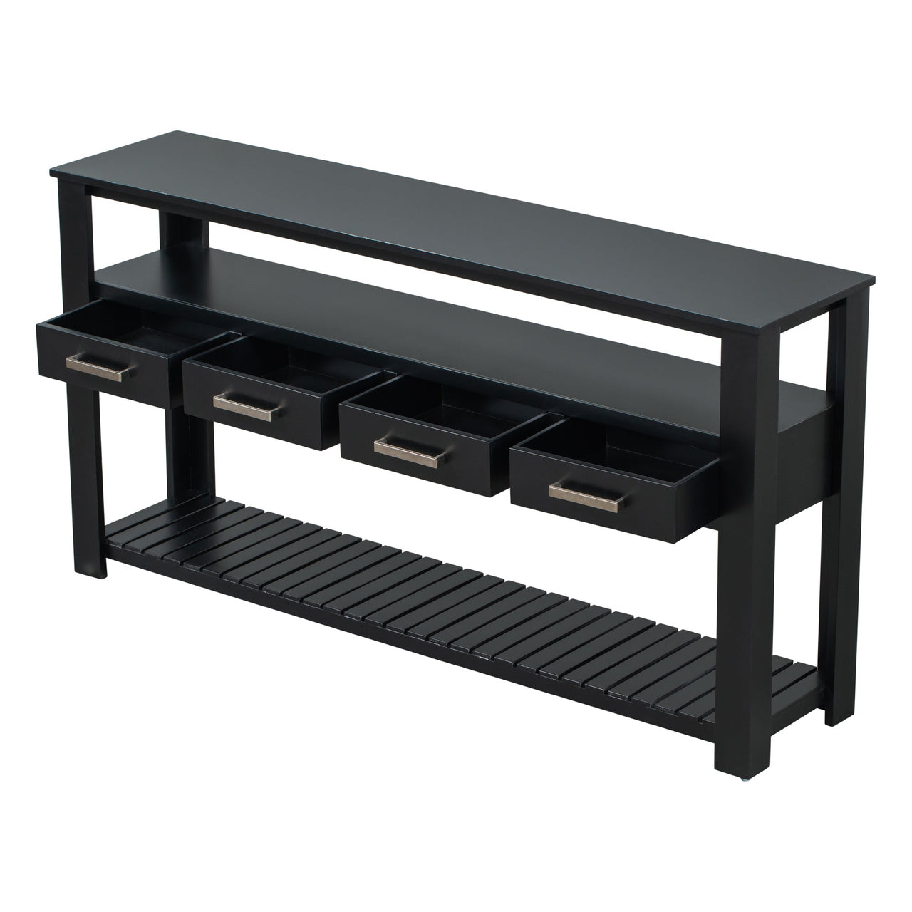 U_STYLE Modern Console Table Sofa Table for Living Room with 4 Drawers and 2 Shelves