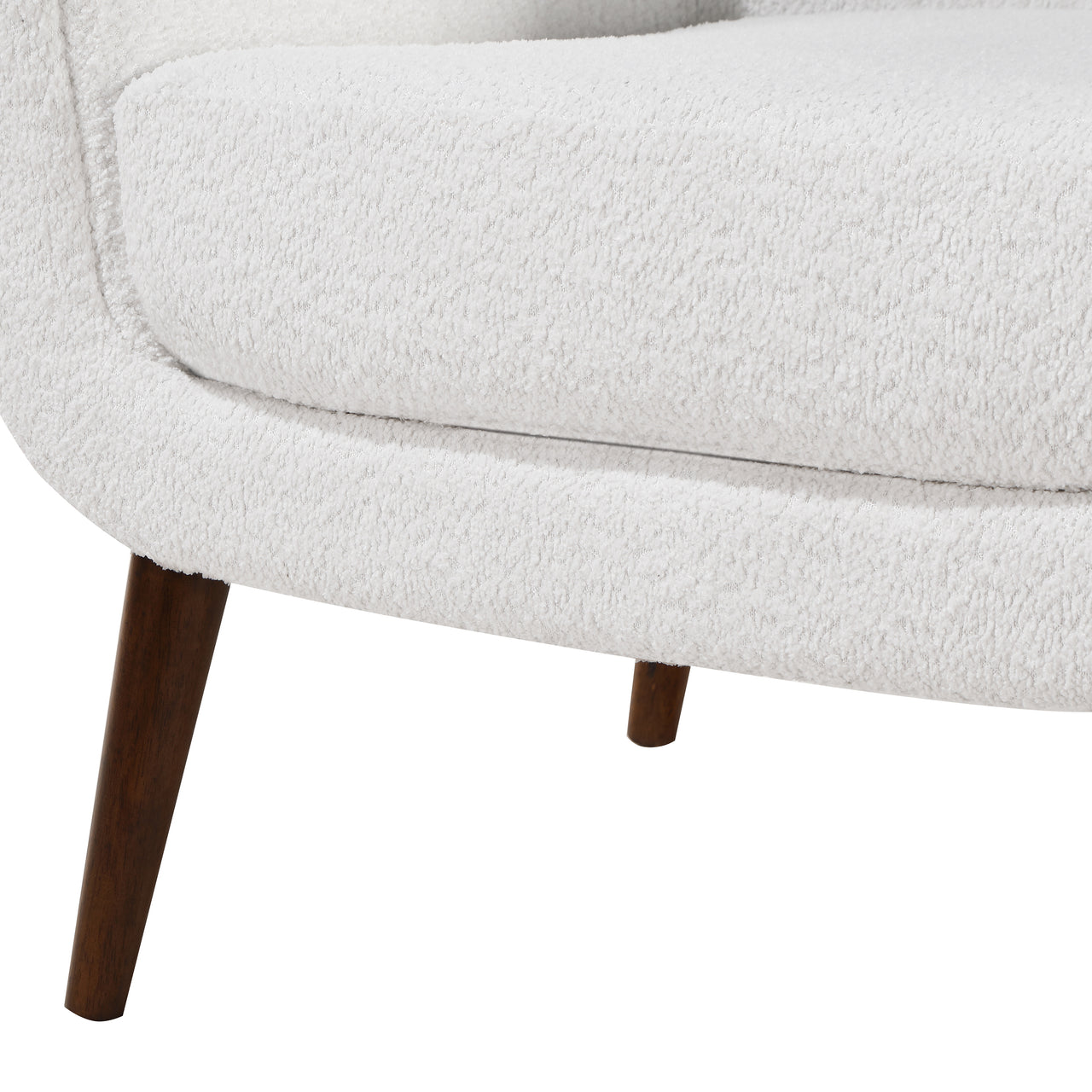 Prince Mid-Century Boucle Arm Chair - Boucle White