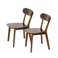 Thumbnail for 100% Natural Solid Wood Dining Chairs Set of 2, Mid Century Modern Dining Chairs with Curved Backrest, Kitchen Chair with Adjustable Foot Pads for Dining Room, Kitchen, Living Room, Study, Walnut