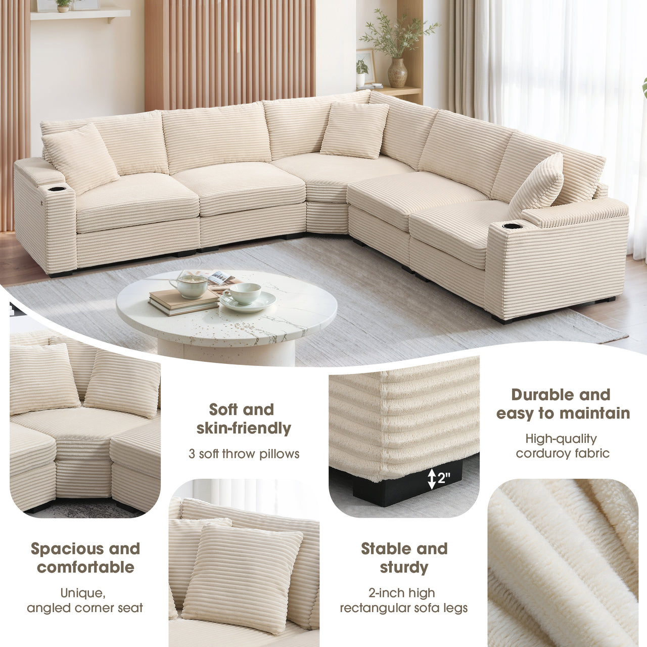 HYZORA 106" Sectional Sofa