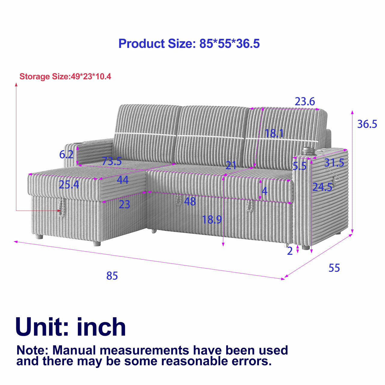 ULYSSES 85" Oversized Sofa