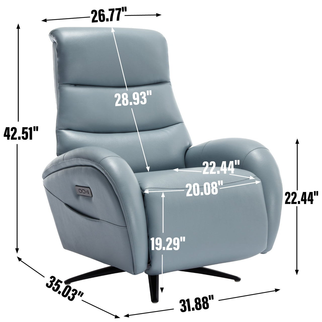 QORVANIX 32" Swivel Recliner Chair