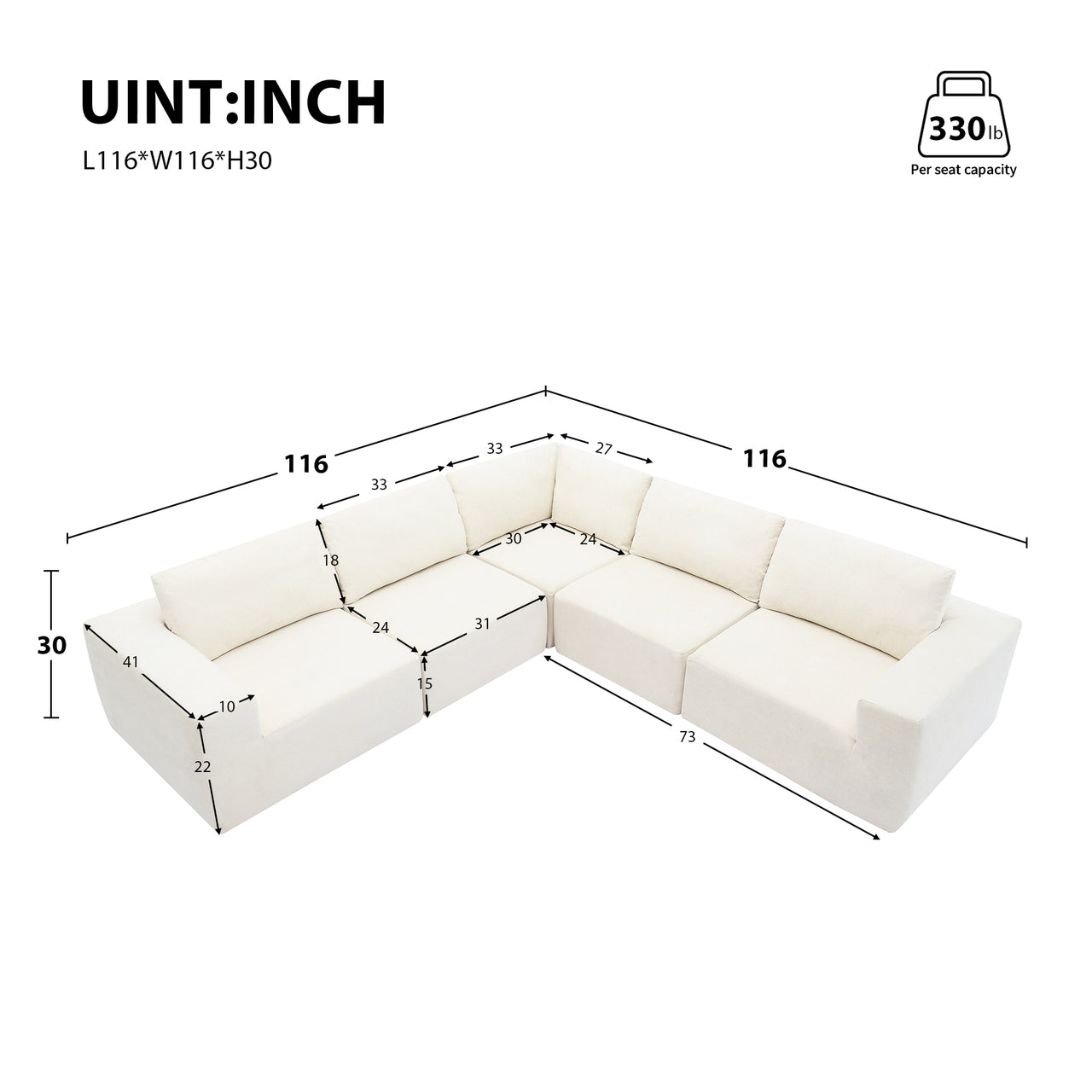 ICARUS 116" 5-seaters Modular Sofa