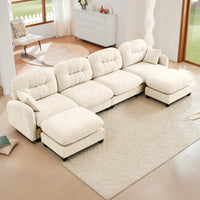 Thumbnail for Nuvia Sofa Ama Modular Sectional U Shaped Couch With Ottoman,Soft Chenille Fabric  Tufted Cushion Backrest Design,High-Density Foam Ergonomic design,Elegant Armrests,Easy Install Fits Bedrooms Living Rooms,Beige