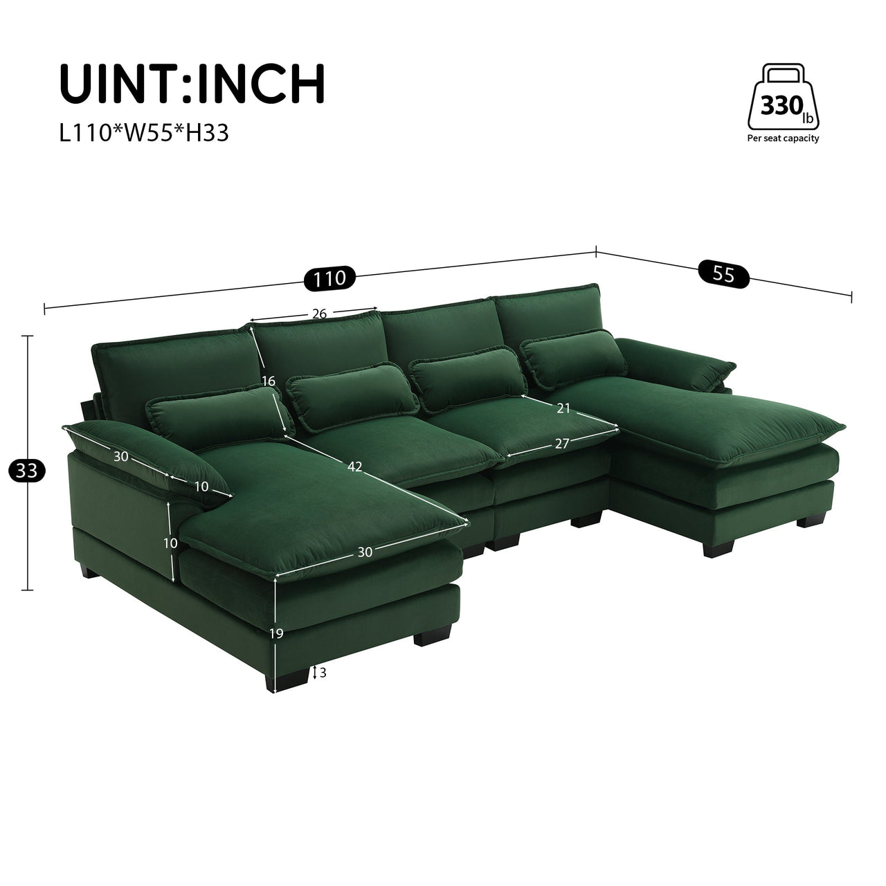 MYRIXA 110" Sectional Sofa