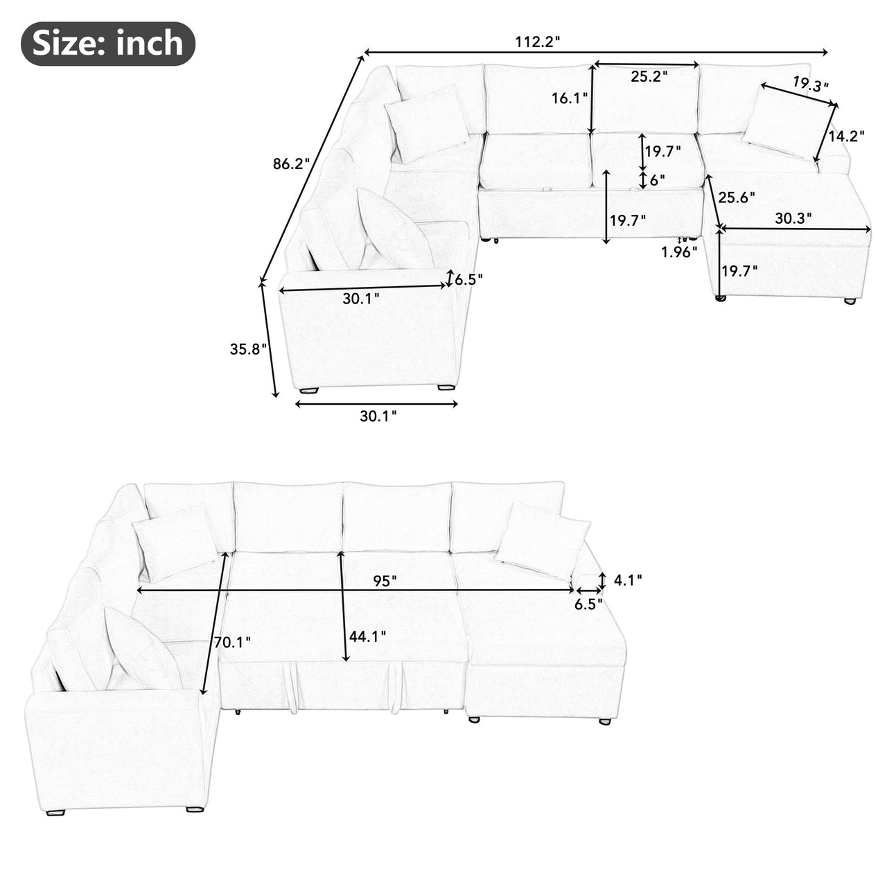 UNA 112" Sectional Sofa