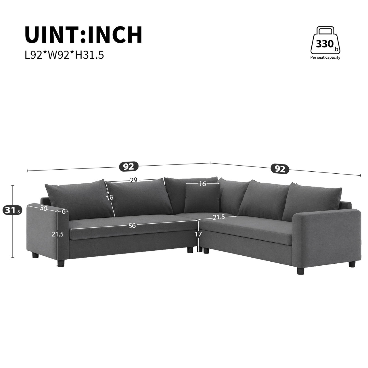 NIVYON 116'' Sectional Sofa